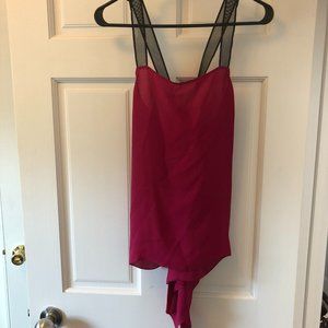 Chelsea and Walker High/Low Silk Top Pink/Black 2